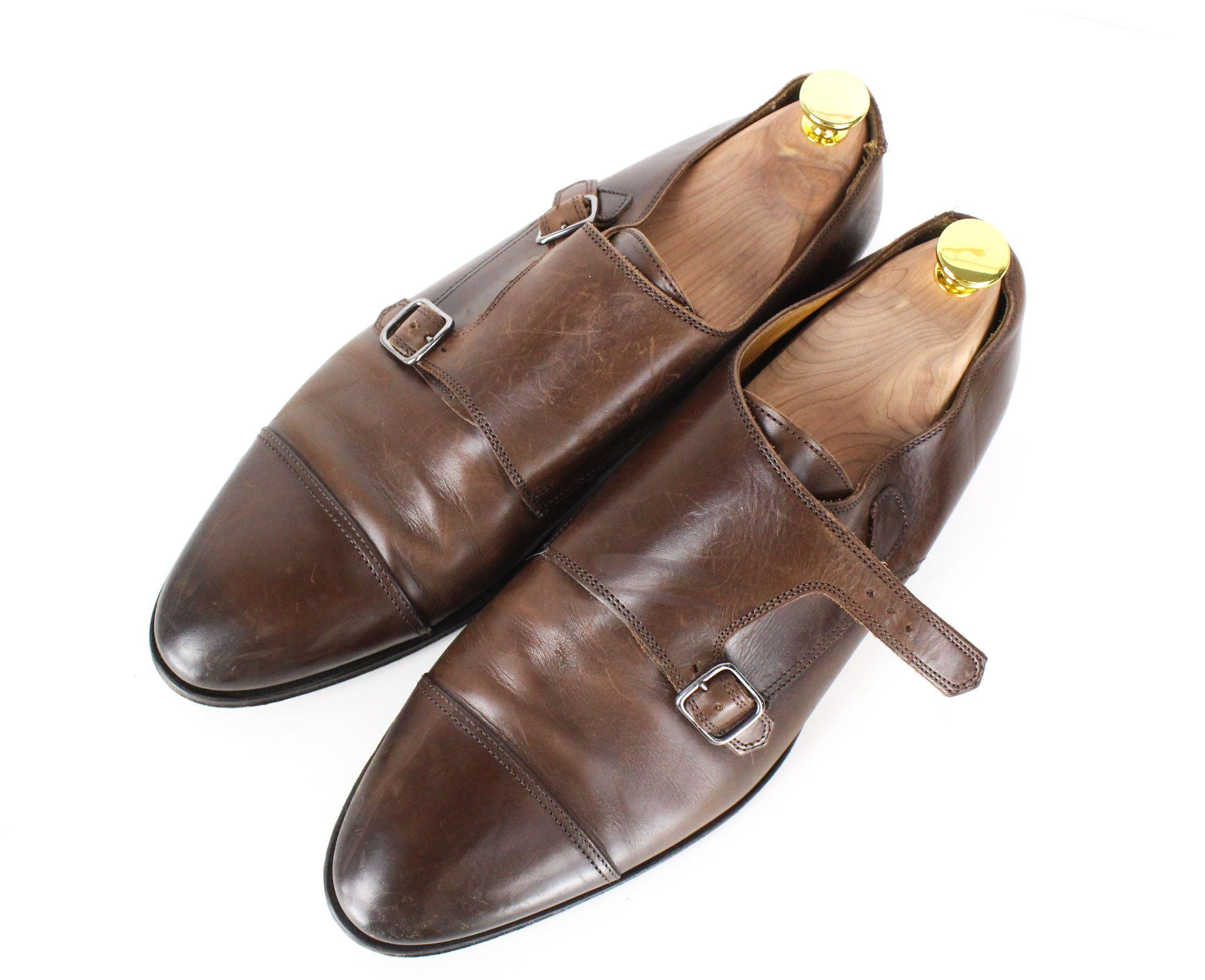 Suitsupply EU42.5 Mid Brown Leather Double Monk Shoes 73290 Size US 9.5 / EU 42-43 - 8 Thumbnail