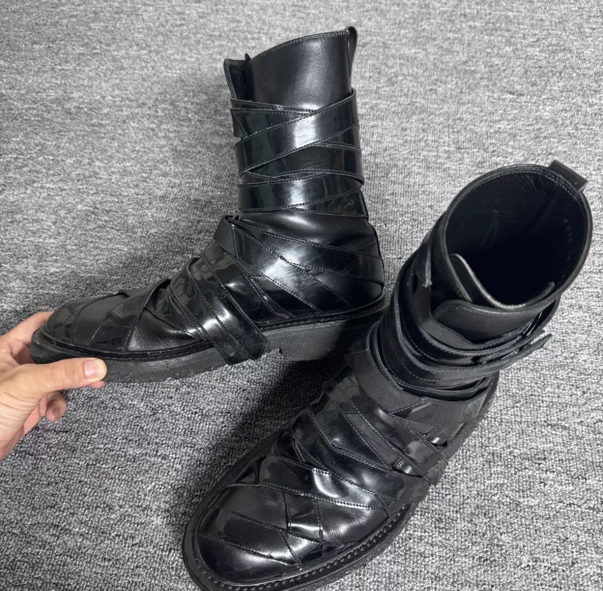 Dior Dior 08fw show leather boots with patent leather straps boo Size US 7 / EU 40 - 5 Thumbnail