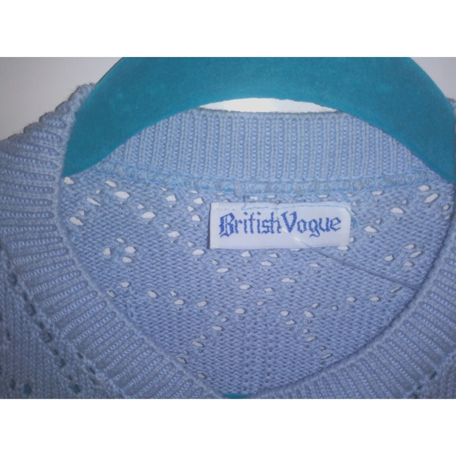 Vintage VINTAGE Sweater Cardigan British Vogue womens Sz M baby-blue Size M / US 6-8 / IT 42-44 - 5 Thumbnail