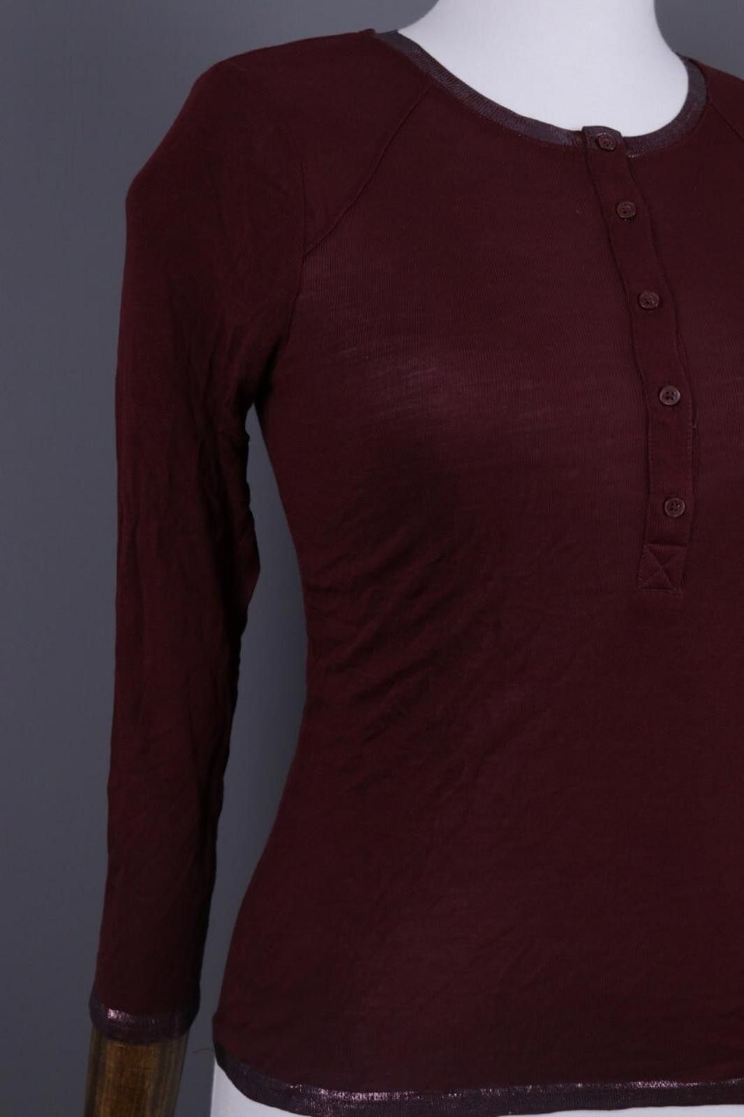 Zadig & Voltaire Zadig & Voltaire Chlo Poil Burgundy Knit Henley Shirt Size S Size S / US 4 / IT 40 - 6 Thumbnail