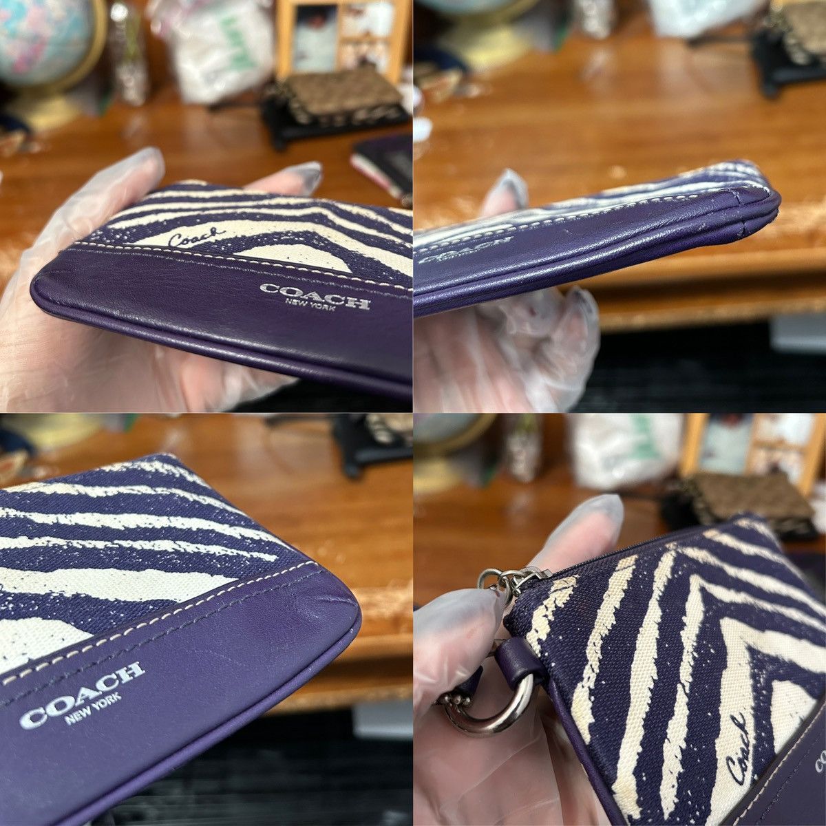 Coach Coach Purple And Cream Artsy Abstract Wristlet - “Samia” Size ONE SIZE - 13 Thumbnail