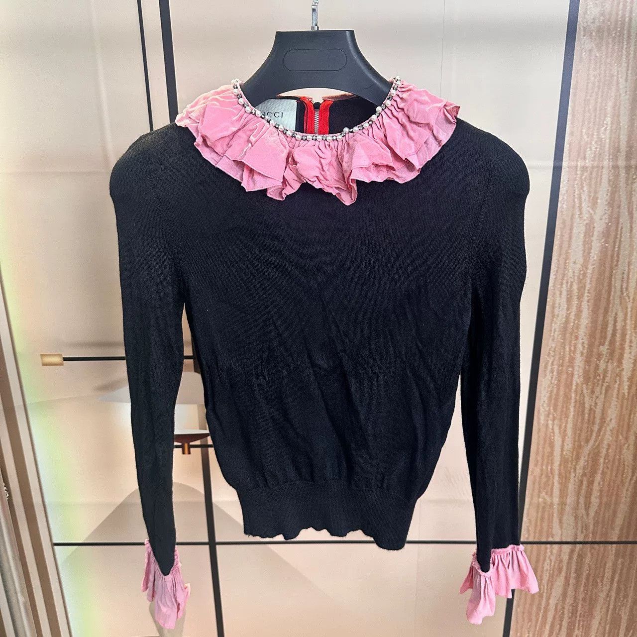 Gucci Gucci Ruffle Pearl Knit Top XXS Size XXS / US 00 / IT 34 - 1 Thumbnail