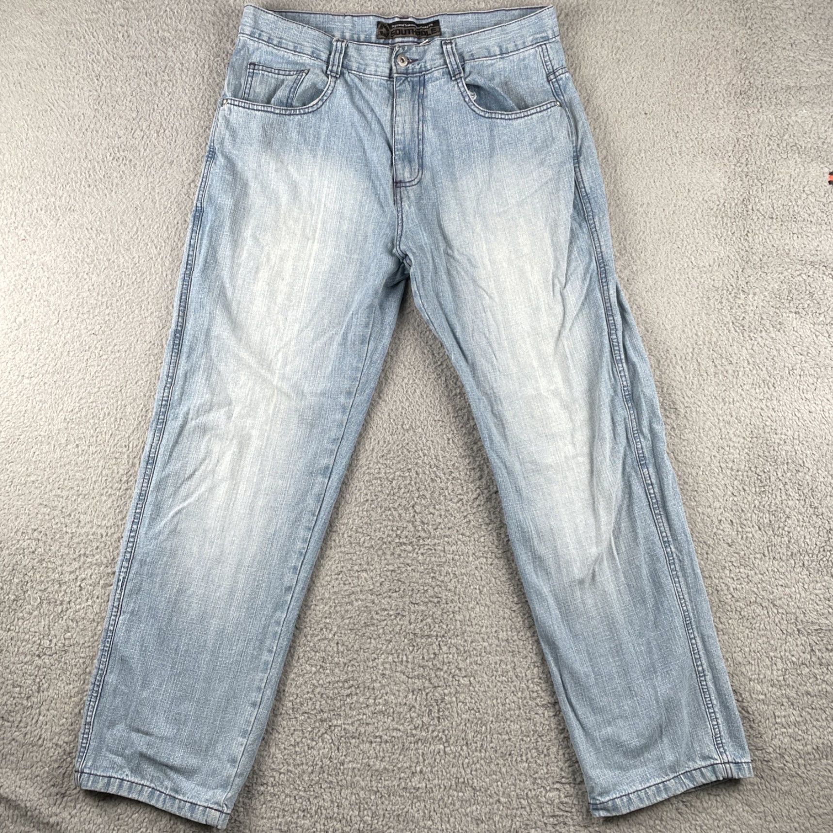 Southpole VINTAGE South Pole Moon Ice Blue Denim Jeans Waist 34x30.5 Purple Stitching Hip Hop Jeans Mens Regular 34 Blue Size US 34 / EU 50 - 5 Thumbnail