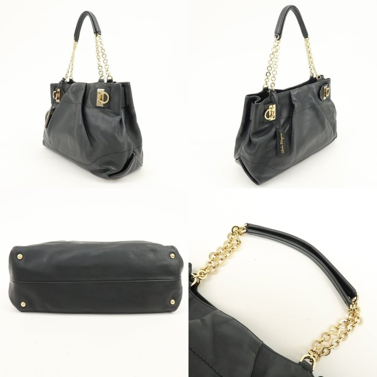 Salvatore Ferragamo Ferragamo Gancini Leather Tote Black Size ONE SIZE - 3 Thumbnail