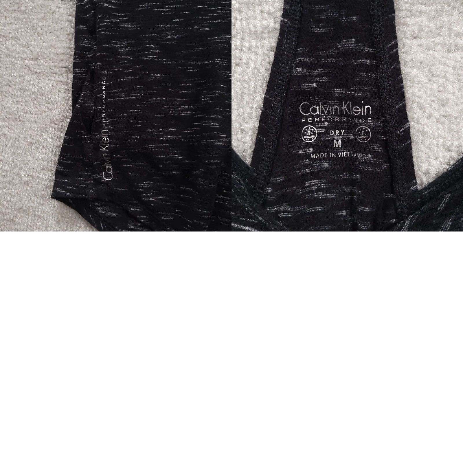 Calvin Klein VINTAGE Calvin Klein Performance Womens Large Black Heathed Quick Dry Short Sleeve Size 36" / US 14 / IT 50 - 8 Thumbnail