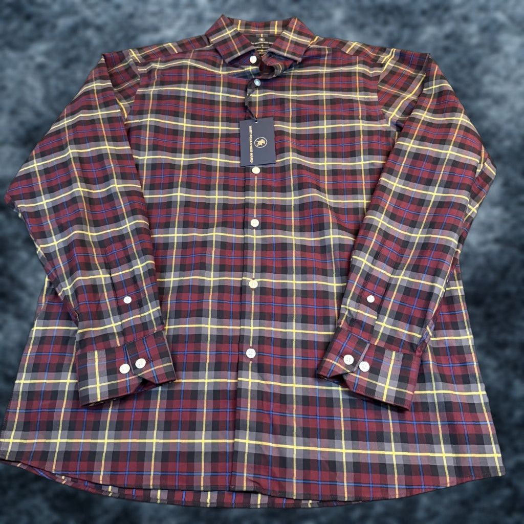 Hart Schaffner Marx Hart Schaffner Marx Shirt Plaid Burgundy Grey Multicolor Long Sleeve Button-Up Classic Mens M NWT Stretch Comfort Fall Spring Winter Casual Business Size US M / EU 48-50 / 2 - 1 Thumbnail