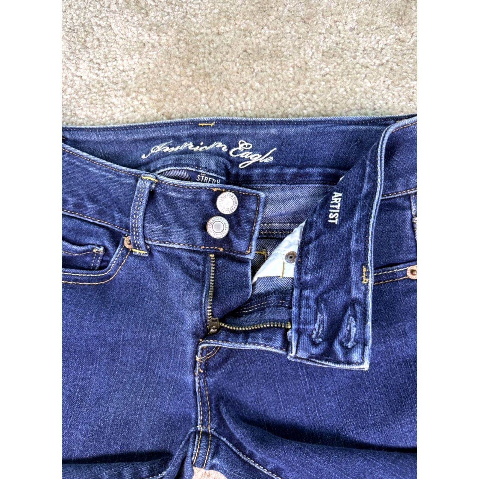 American Eagle Outfitters American Eagle Womens Jeans Artist Crop Blue 2 Stretch Dark Wash C928 Size 26" / US 2 / IT 38 - 3 Thumbnail