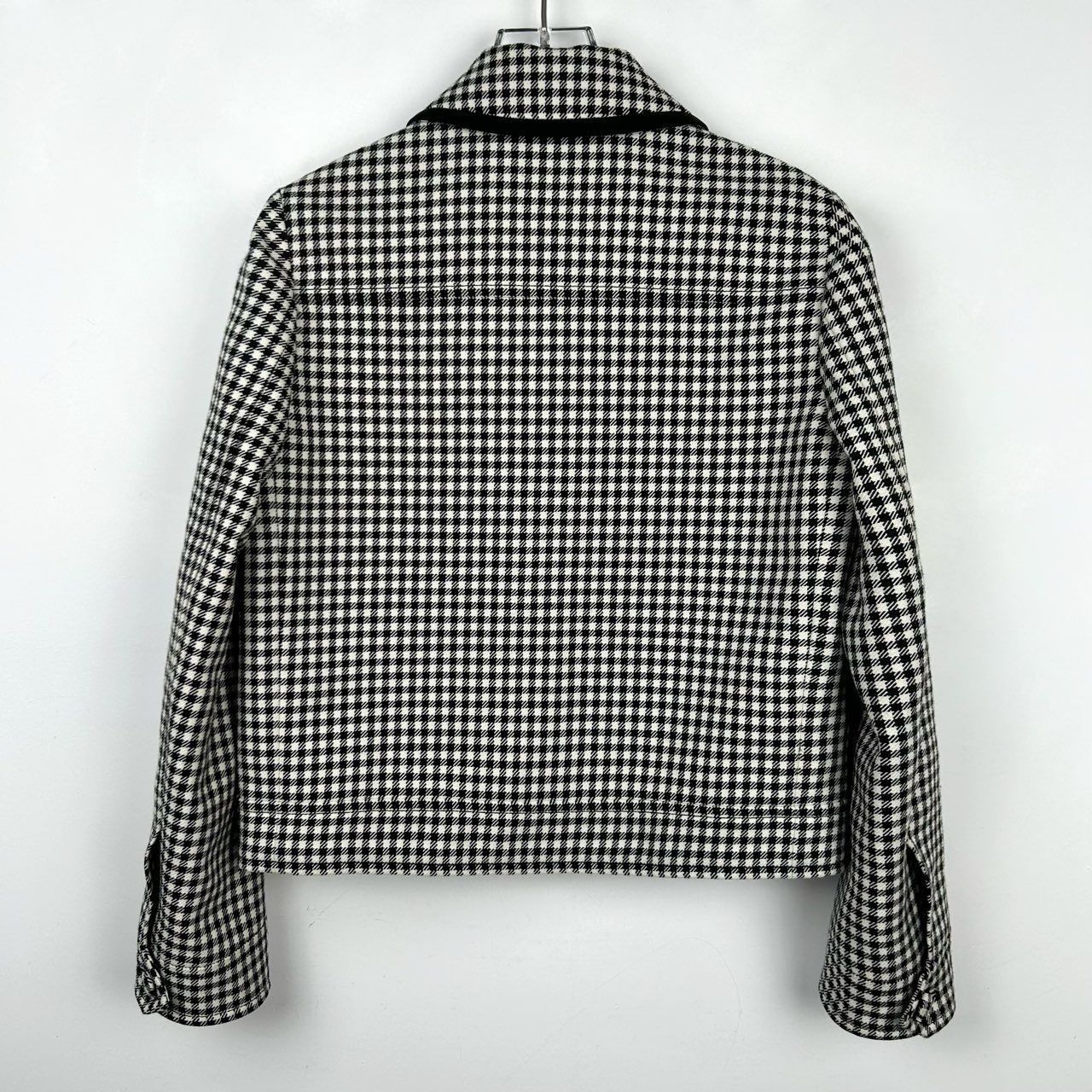 Miu Miu Miu Miu Womens Black & White Gingham Wool Jacket With Red Lo Size XS / US 0-2 / IT 36-38 - 2 Thumbnail