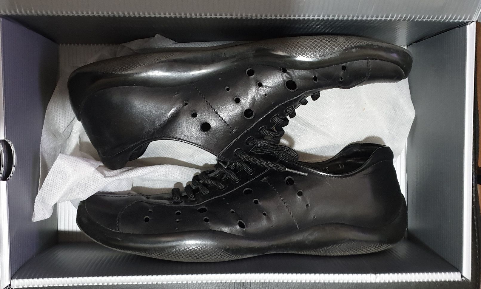 Prada Prada sport (Linea Rossa) black leather sneakers Size US 12 / EU 45 - 2 Thumbnail