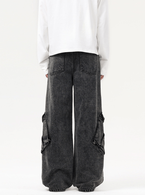 Japanese Brand High street retro stitching cargo wide-leg jeans y2k Size US 32 / EU 48 - 2 Thumbnail