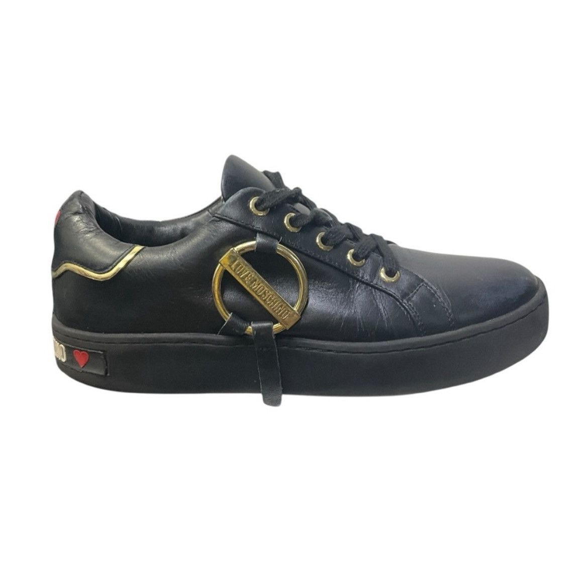 Moschino Love Moschino Black Gold Heart Sneakers Sz 39 EU Size US 8.5 / IT 38.5 - 4 Thumbnail