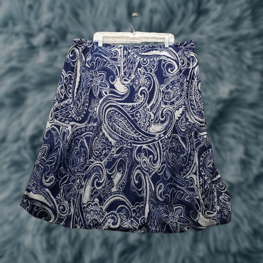 Vintage Draper's & Damon's A-Line Midi Skirt Womens 24W Multi Paisley Lined Elastic Waist, Womens Size 24W, 30" Length, Polyester, Vintage: No Size 42" / US 20 - 1 Thumbnail