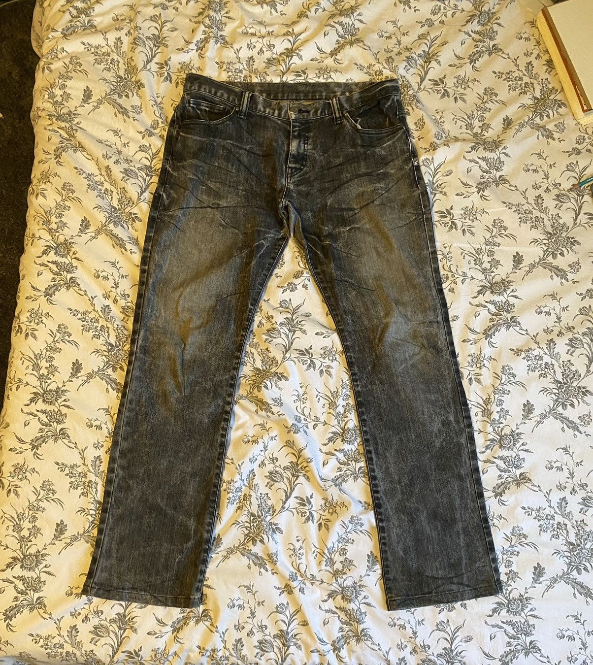 image of Vintage Japanese Tornado Mart Faded Acid Wash Style Jeans in Black, Men's (Size 34)