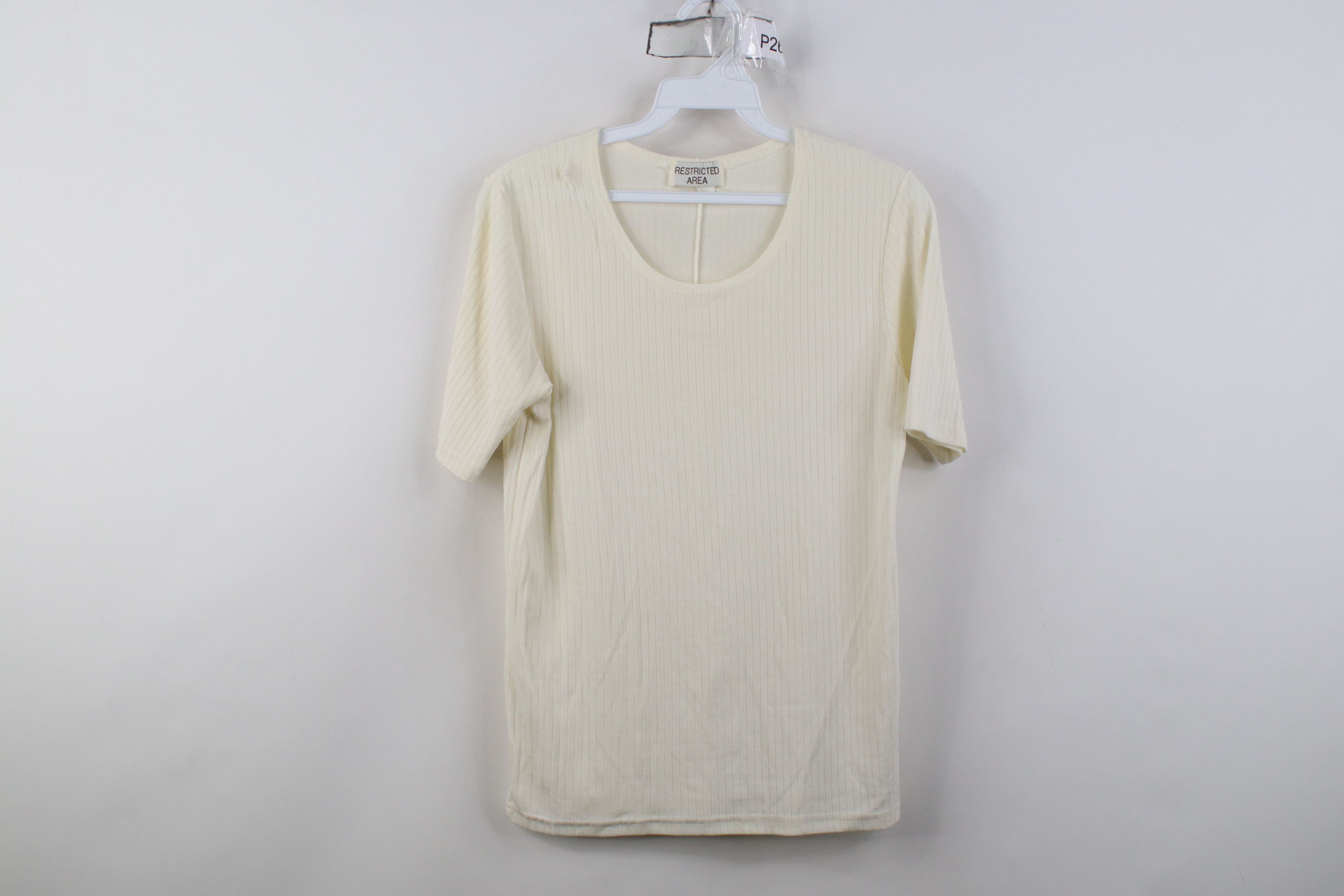 Vintage Vintage 90s Y2K Babydoll Stretch Knit T-Shirt Cream USA Size XL / US 12-14 / IT 48-50 - 1 Thumbnail