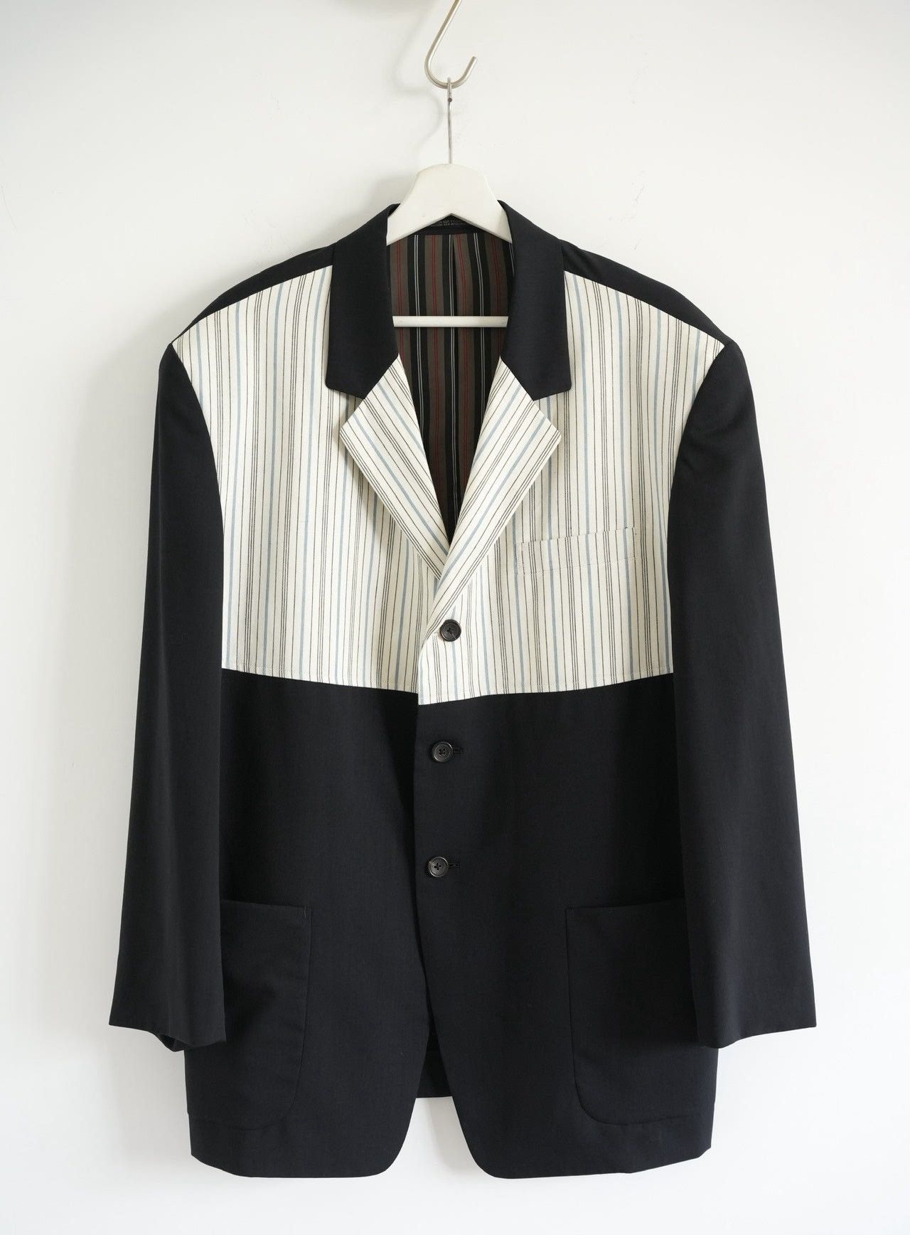 Yohji Yamamoto Yohji Yamamoto 93SS White Stripe Panel Blazer Size 38S - 1 Thumbnail