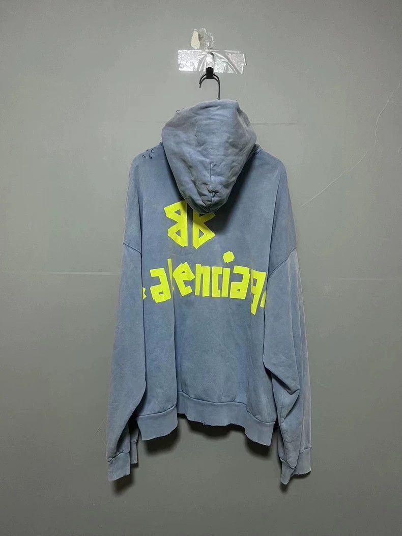 Balenciaga Balenciaga new haze blue tape hoodie-2506 Size US M / EU 48-50 / 2 - 2 Thumbnail