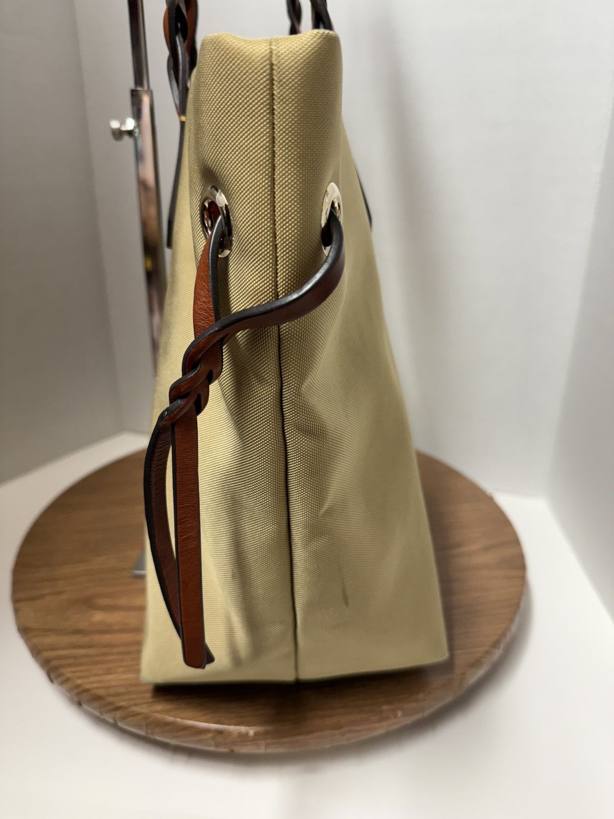 Dooney & Bourke Dooney & Bourke Khaki Nylon Tote Braided Leather Handles Size ONE SIZE - 5 Thumbnail