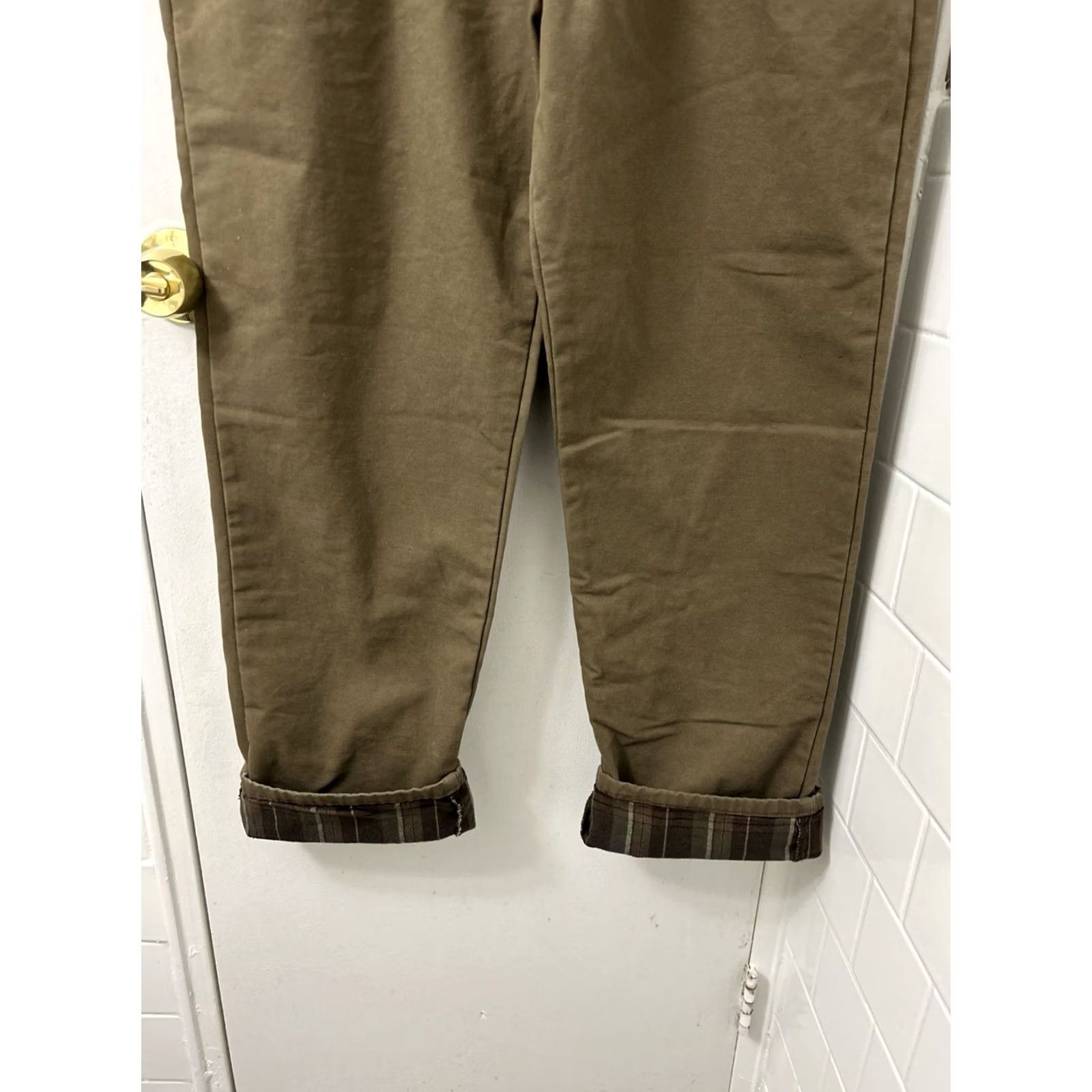 Lee VINTAGE Lee Flannel Lined Pants Mens 40x32 Brown Relaxed Fit Khaki Work Trousers Size US 40 / EU 56 - 3 Thumbnail
