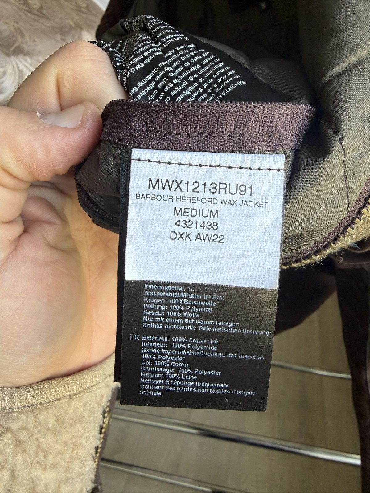 Barbour Barbour Hereford Wax Jacket Brown Men's M waxed cotton Size US M / EU 48-50 / 2 - 14 Thumbnail