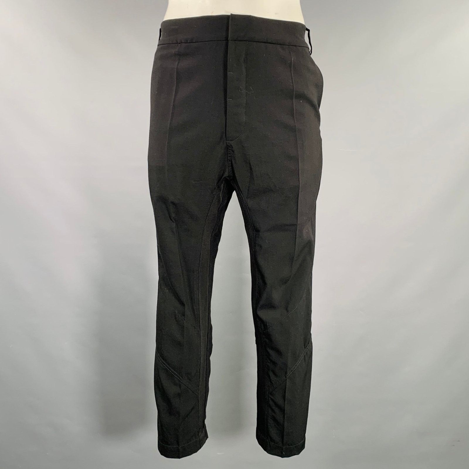 Haider Ackermann Size 34 Black Wool Polyamide Drop Crotch Dress Pants Size US 34 / EU 50 - 1 Thumbnail