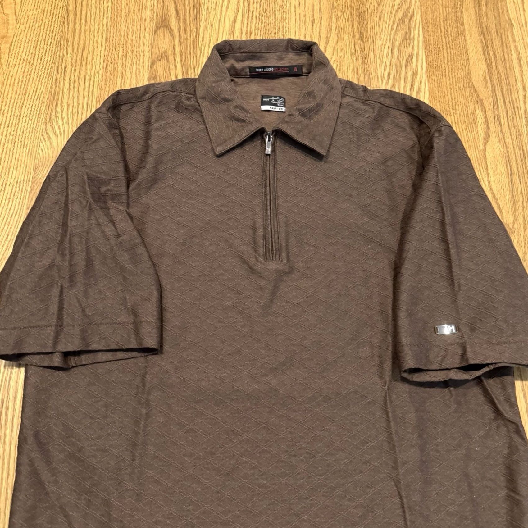 Nike Tiger Woods Nike Golf Polo Shirt Mens S Brown Short Sleeve Zip Up Knit Woven Size US S / EU 44-46 / 1 - 4 Thumbnail