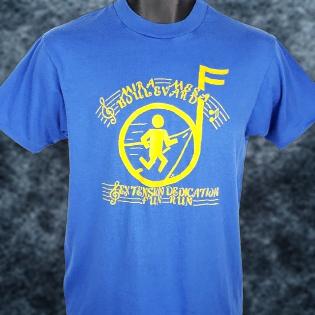 Hanes VINTAGE Hanes Mira Mesa Boulevard Fun Run T Shirt Mens Small S 80s Made In USA Blue Cotton Blend Graphic Tee Running 80s Mens Shirts Size US S / EU 44-46 / 1 - 1 Thumbnail