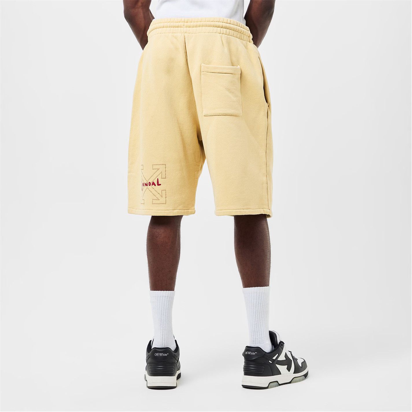 Off-White o1g2r1mq0326 Logo Fleece Jogger Shorts in Beige Size US 28 / EU 44 - 3 Thumbnail