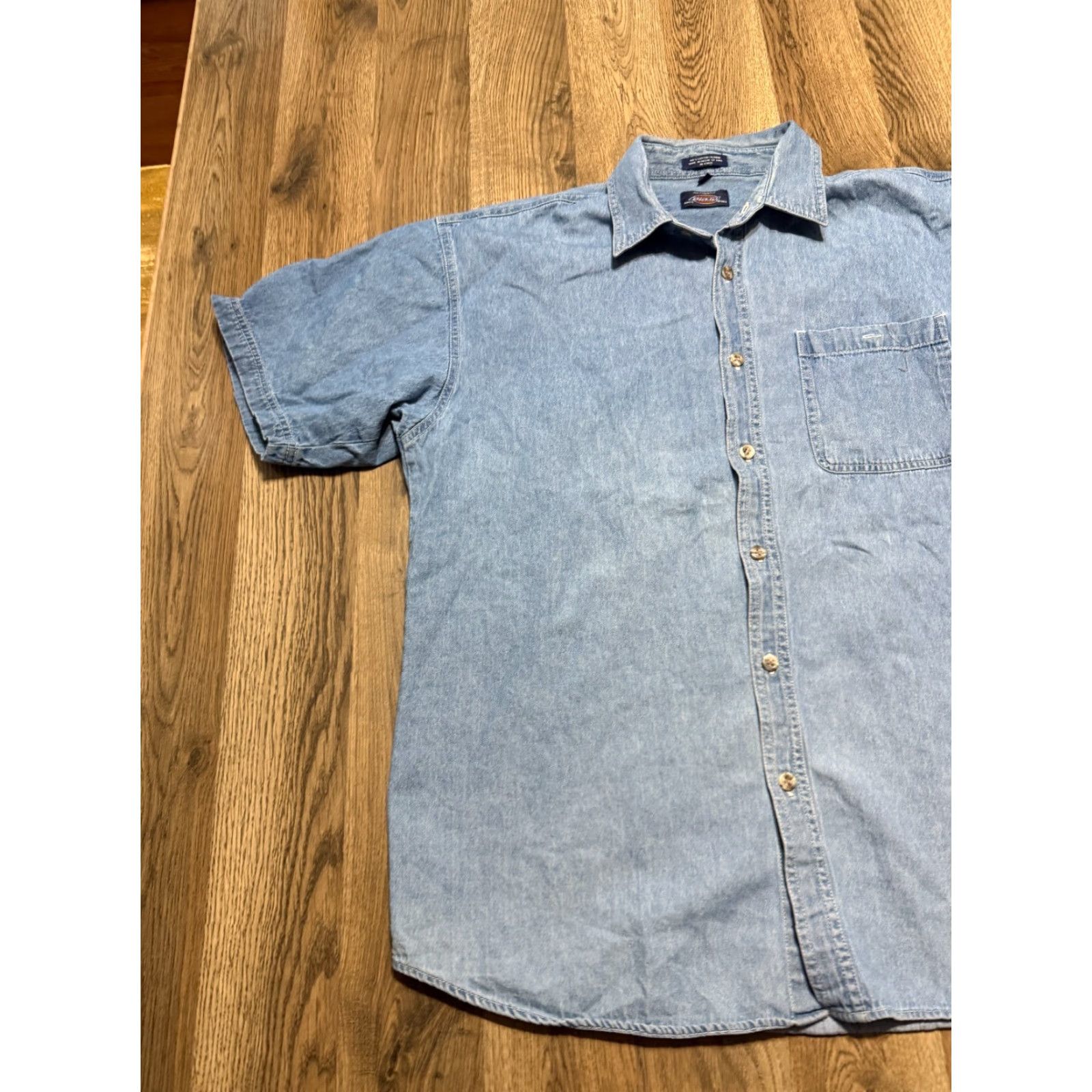Dickies Dickies Shirt Mens Large Blue Short Sleeve Button Up 100% Cotton Casual Workwear Size US L / EU 52-54 / 3 - 3 Thumbnail