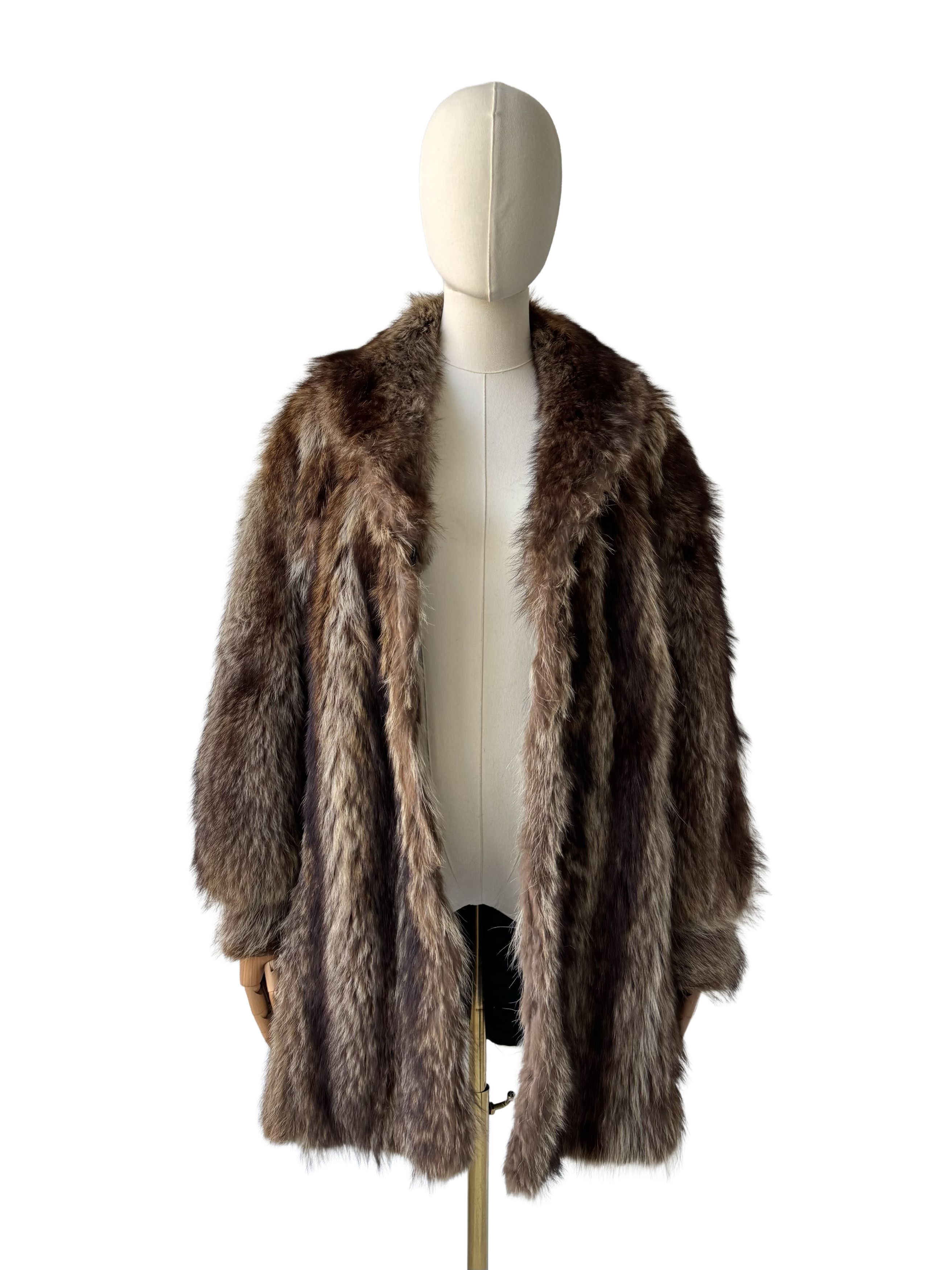 Vintage Vintage Real Fur Coat Brown Long Fur Jacket Winter Luxury Size L / US 10 / IT 46 - 3 Thumbnail