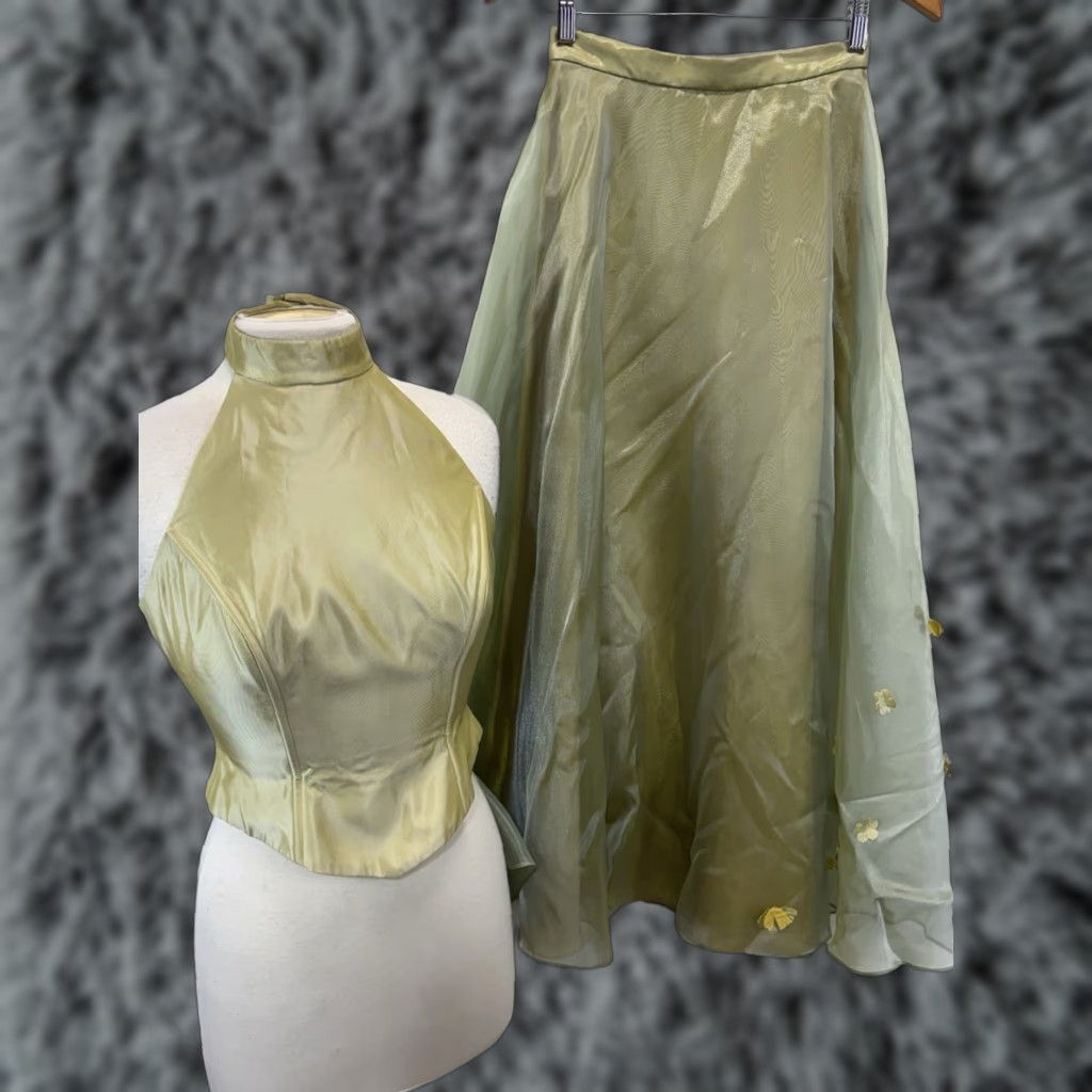 Vintage VINTAGE Cache 2 Pc Outfit Set Size 4 Green Halter Top Chiffon Maxi Skirt Y2K Fairy Whimsigoth Women's Size S / US 4 / IT 40 - 1 Thumbnail