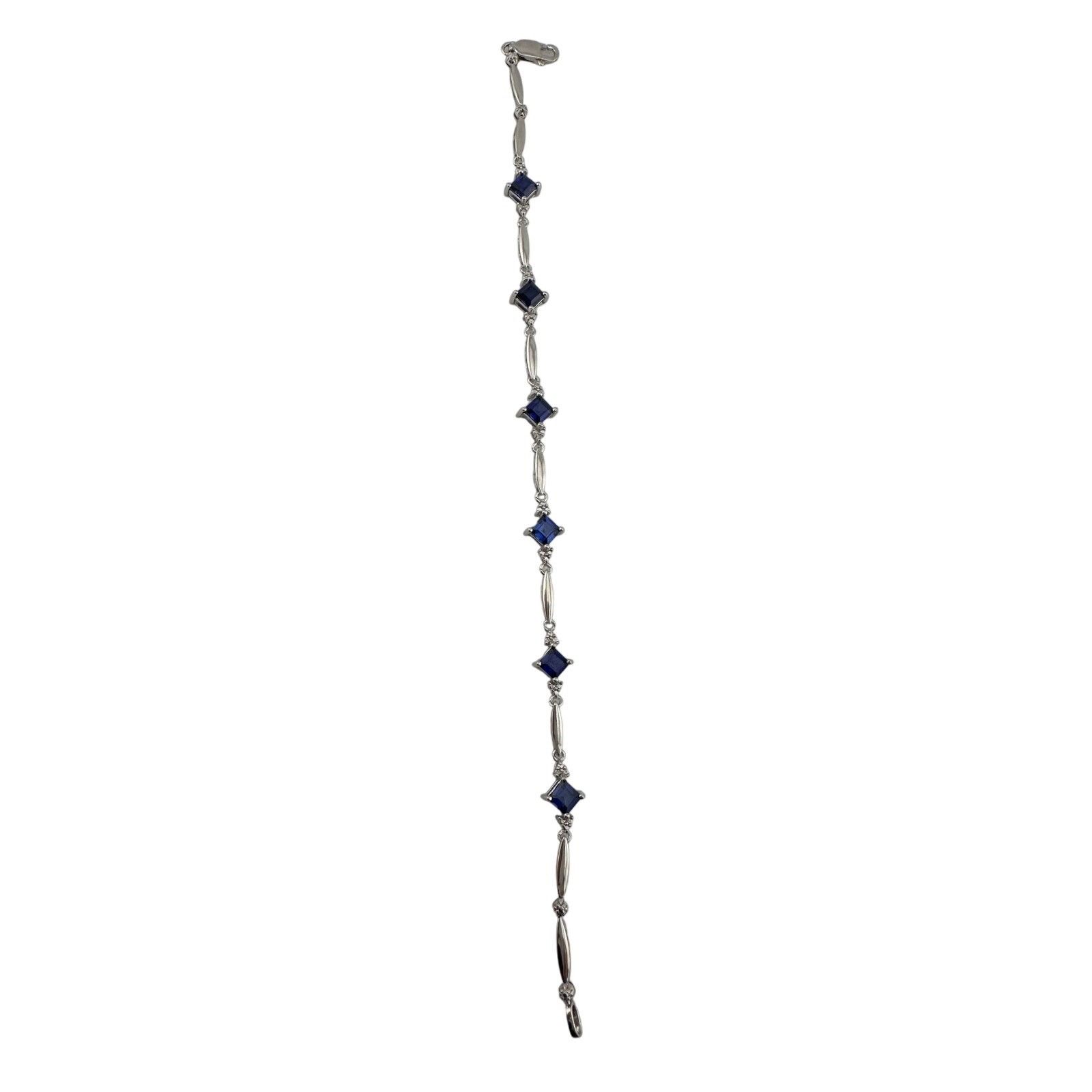Other 3.10 Carat Lab Created Sapphire Bracelet with Diamond Accent Size ONE SIZE - 6 Thumbnail
