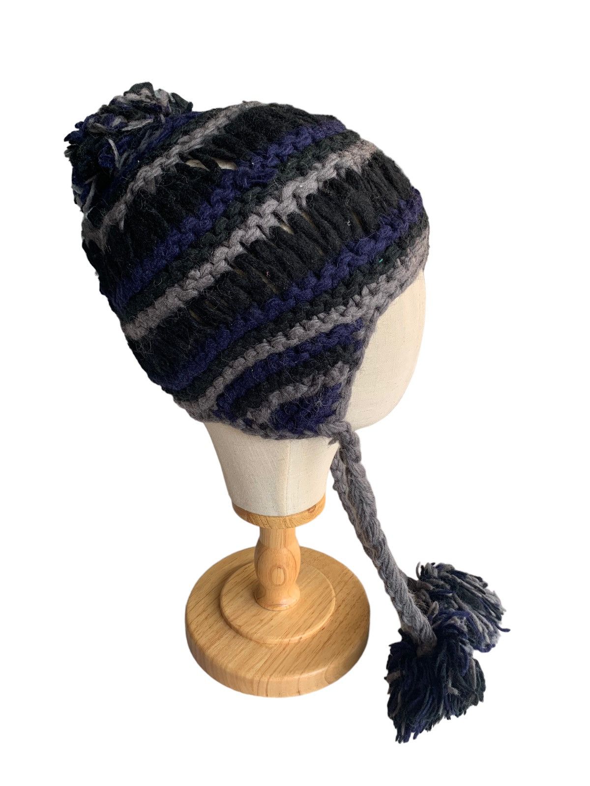 Japanese Brand × Kapital × Vintage Rare Crochet Knit Earflap Wool Beanie hats Size ONE SIZE - 4 Thumbnail