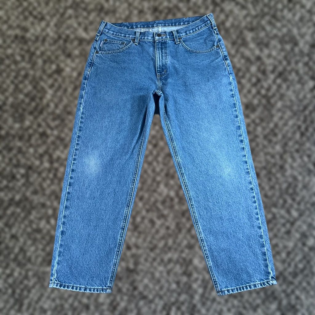 Carhartt VINTAGE Carhartt Jeans Mens 36x28 Blue Relaxed Fit Straight Denim Workwear B17-DST Size US 36 / EU 52 - 1 Thumbnail