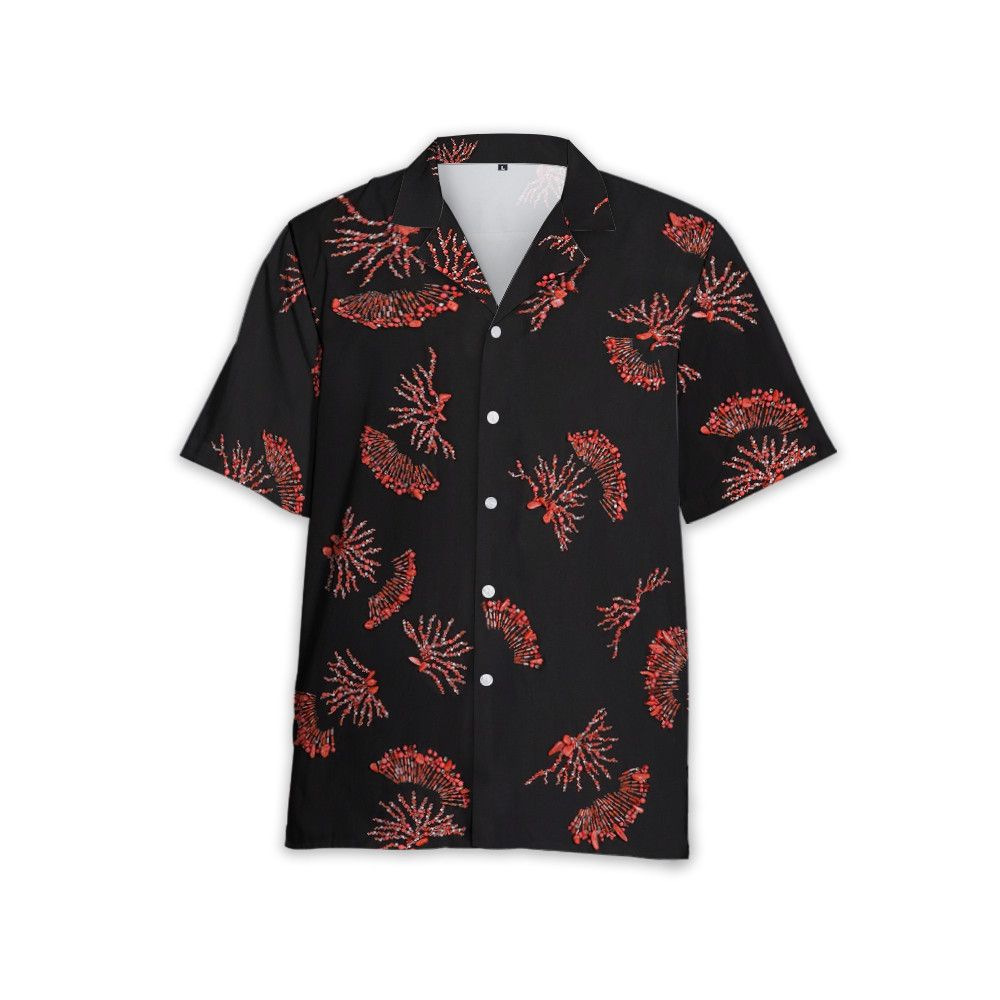 Designer Short-Sleeved Cotton Shirt with Coral Print Size US M / EU 48-50 / 2 - 3 Thumbnail