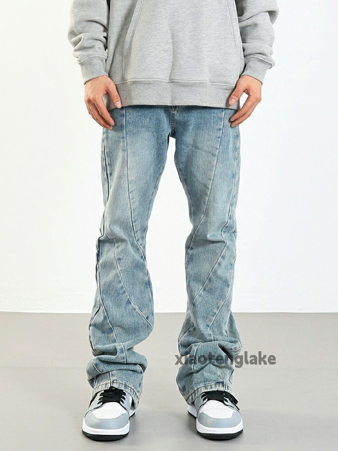 Jean × Vintage washed faded skate hiphop patchwork flared jeans Size US 32 / EU 48 - 2 Thumbnail