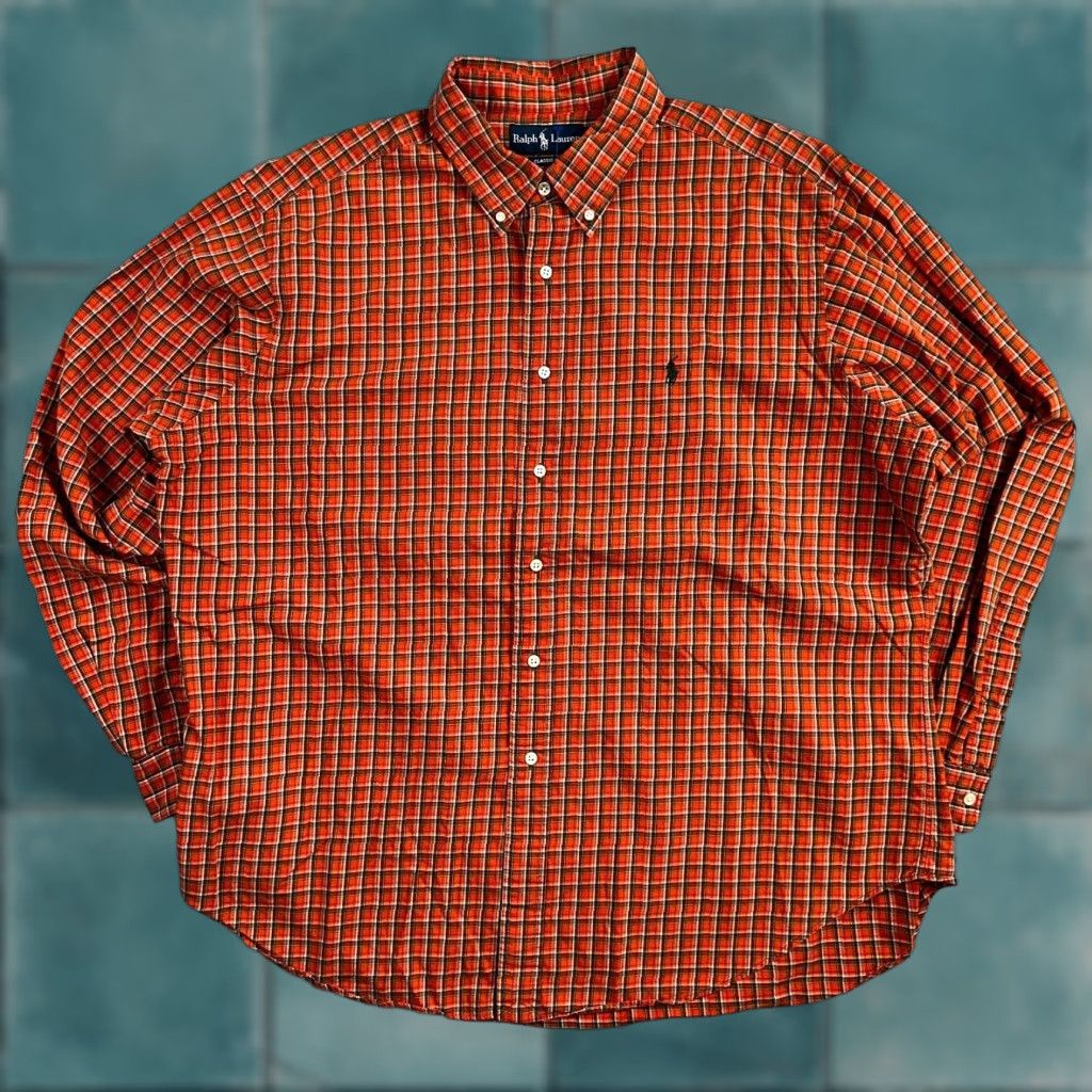 Ralph Lauren Ralph Lauren Vintage Classic Fit Button-Down Shirt Mens 2XL Orange Plaid Blue Label Shirt Button-Up Men’s Classic Size US XXL / EU 58 / 5 - 1 Thumbnail