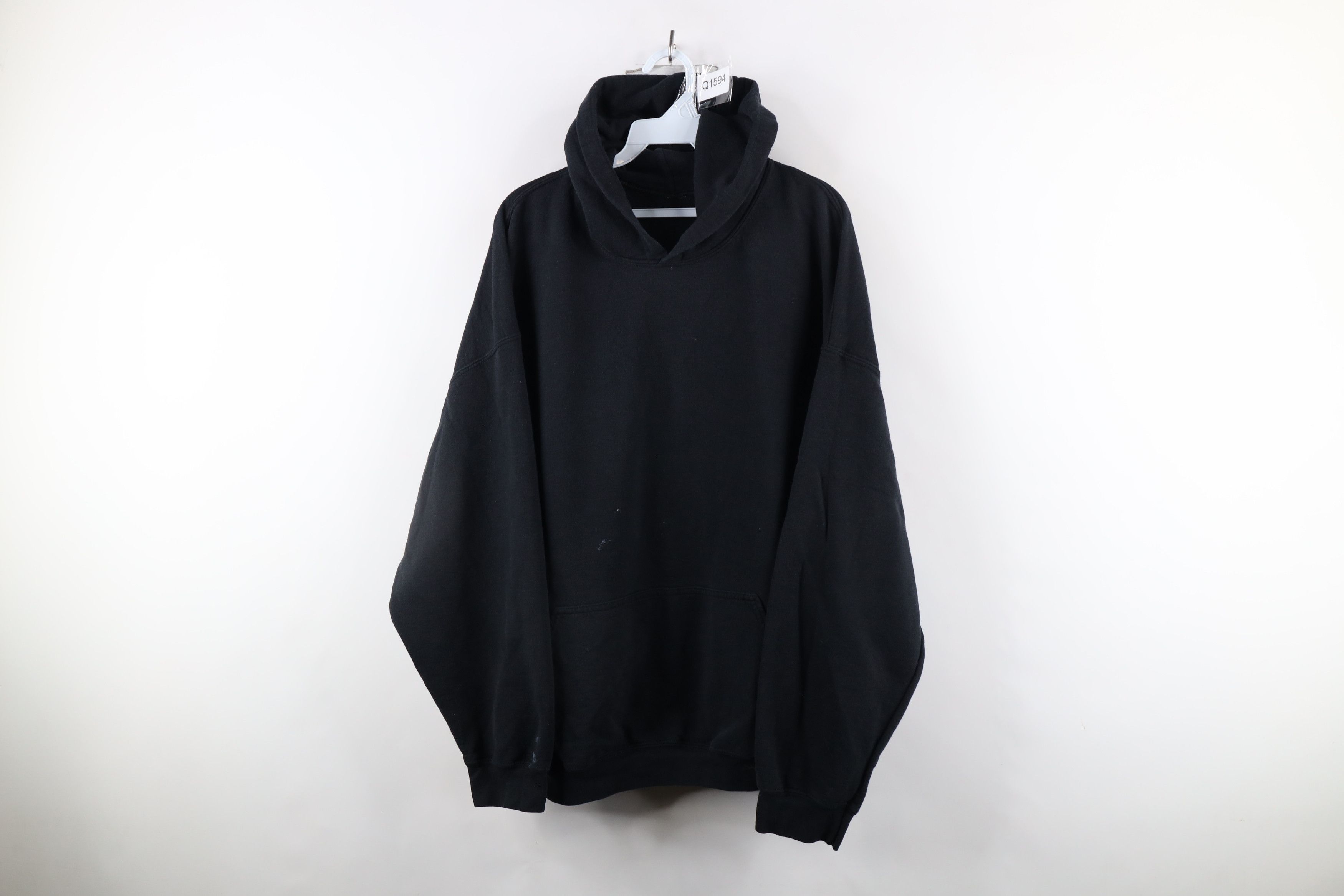 Vintage Vintage 90s Streetwear Blank Hoodie Sweatshirt Black Size US XXL / EU 58 / 5 - 1 Thumbnail