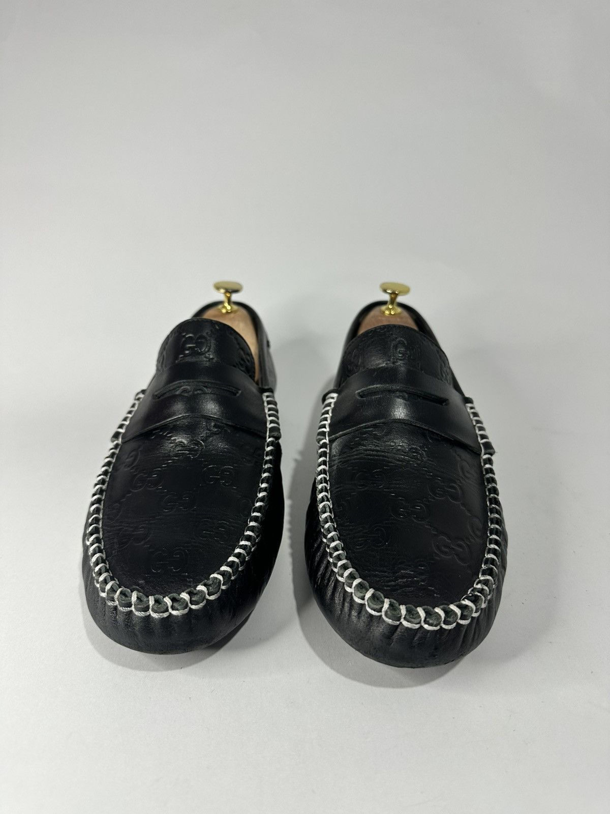 Gucci Gucci Black Guccissima Leather GG Loafers Size US 10 / EU 43 - 2 Thumbnail