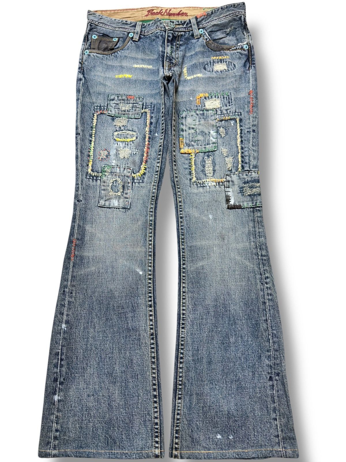 Number (N)ine Vintage Back Number Flare Bootcut Patchwork Grunge Denim Size US 31 - 1 Thumbnail