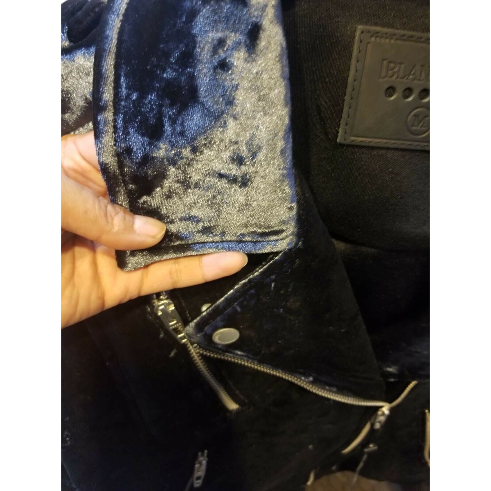 BLANKNYC ❤️BLANKNYC Gray Velvet Moto Jacket Women's S Biker Shinny Si Size S / US 4 / IT 40 - 6 Thumbnail