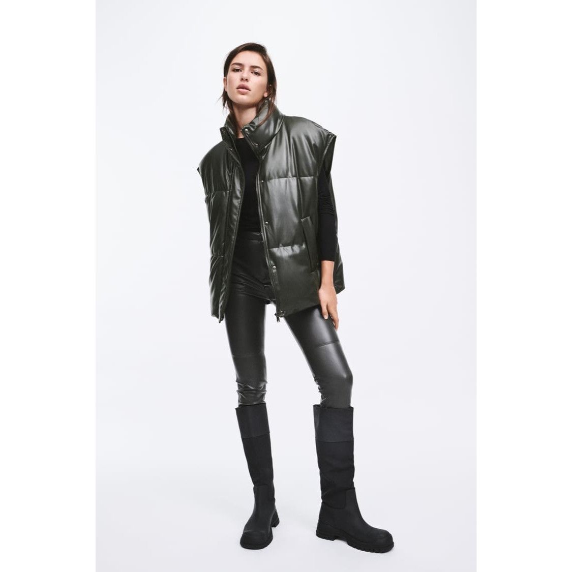 Zara Black Faux Leather High Rise Leggings