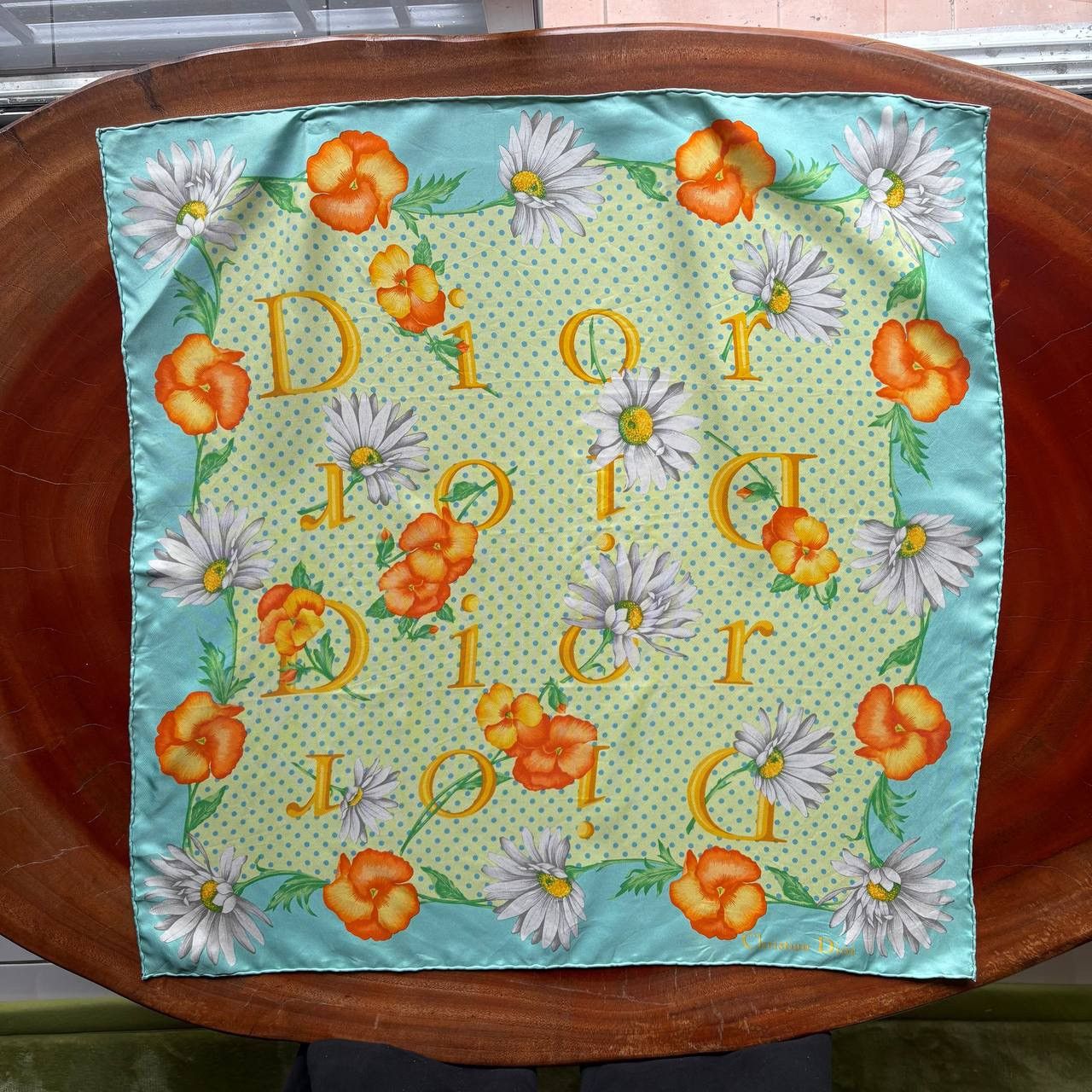 Christian Dior Monsieur Vintage Christian Dior Floral Print Silk Scarf Size ONE SIZE - 1 Thumbnail