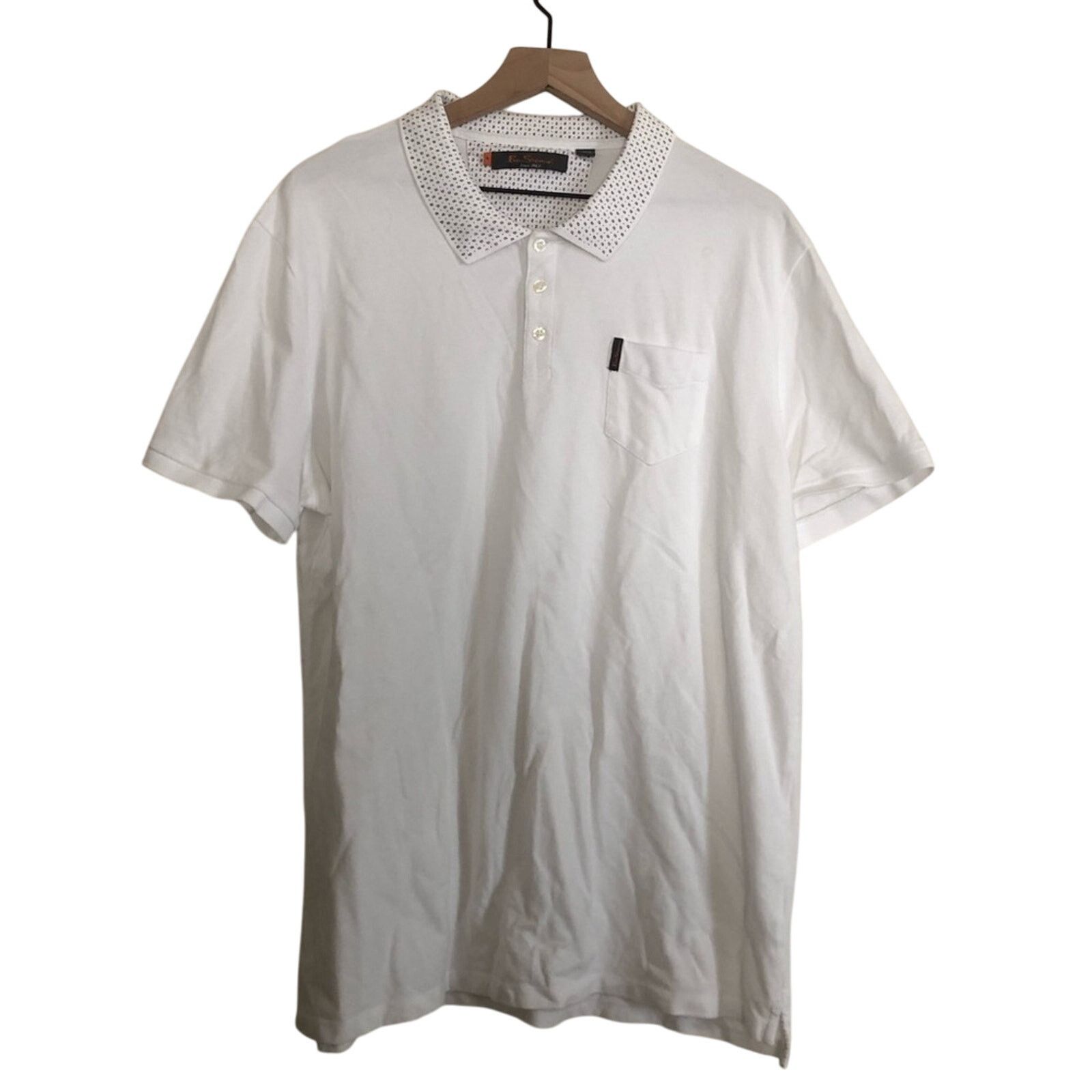 Ben Sherman Ben Sherman Mens White Cotton Button Short Sleeve Polo Shirt Size US XL / EU 56 / 4 - 1 Thumbnail