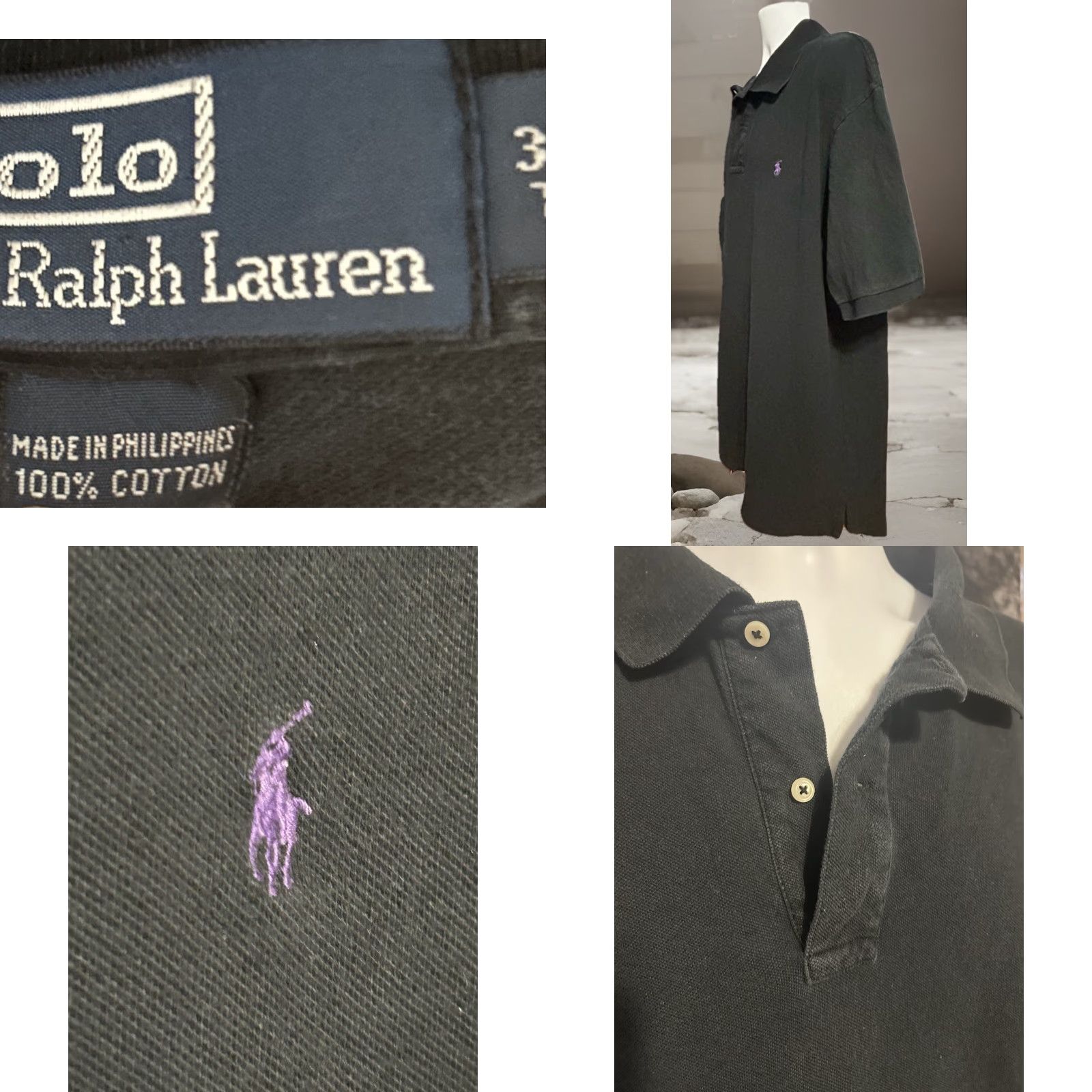 Polo Ralph Lauren VINTAGE Polo Ralph Lauren Polo Shirt Men 3XLT Tall Short Sleeve Black Purple Horse Golf Shirt Size US XXL / EU 58 / 5 - 9 Thumbnail