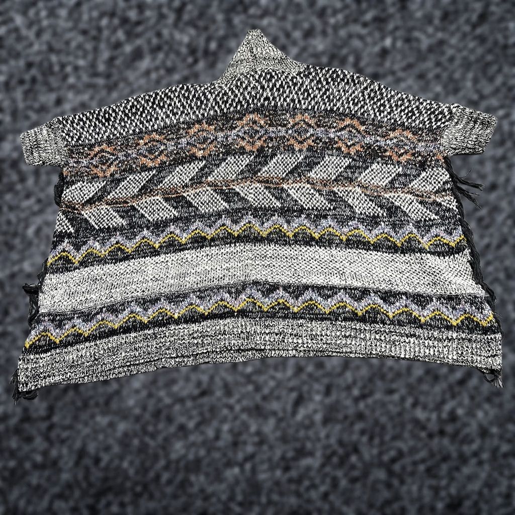Vintage Pilcro Sweater Womens M/L Medium Large Gray Fair Isle Turtleneck Tassel Prep Poncho Size M / US 6-8 / IT 42-44 - 1 Thumbnail