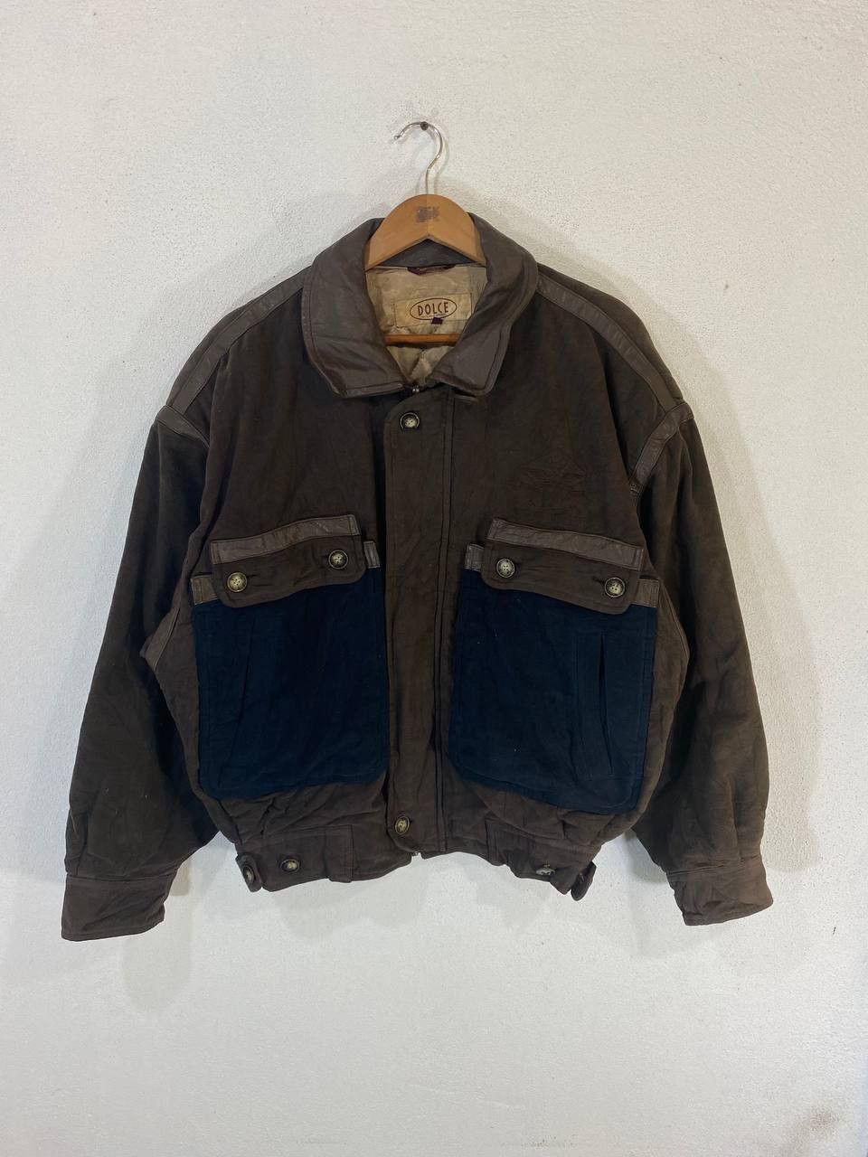 Vintage vintage dolce partially leather jacket nice design Size US XL / EU 56 / 4 - 1 Thumbnail