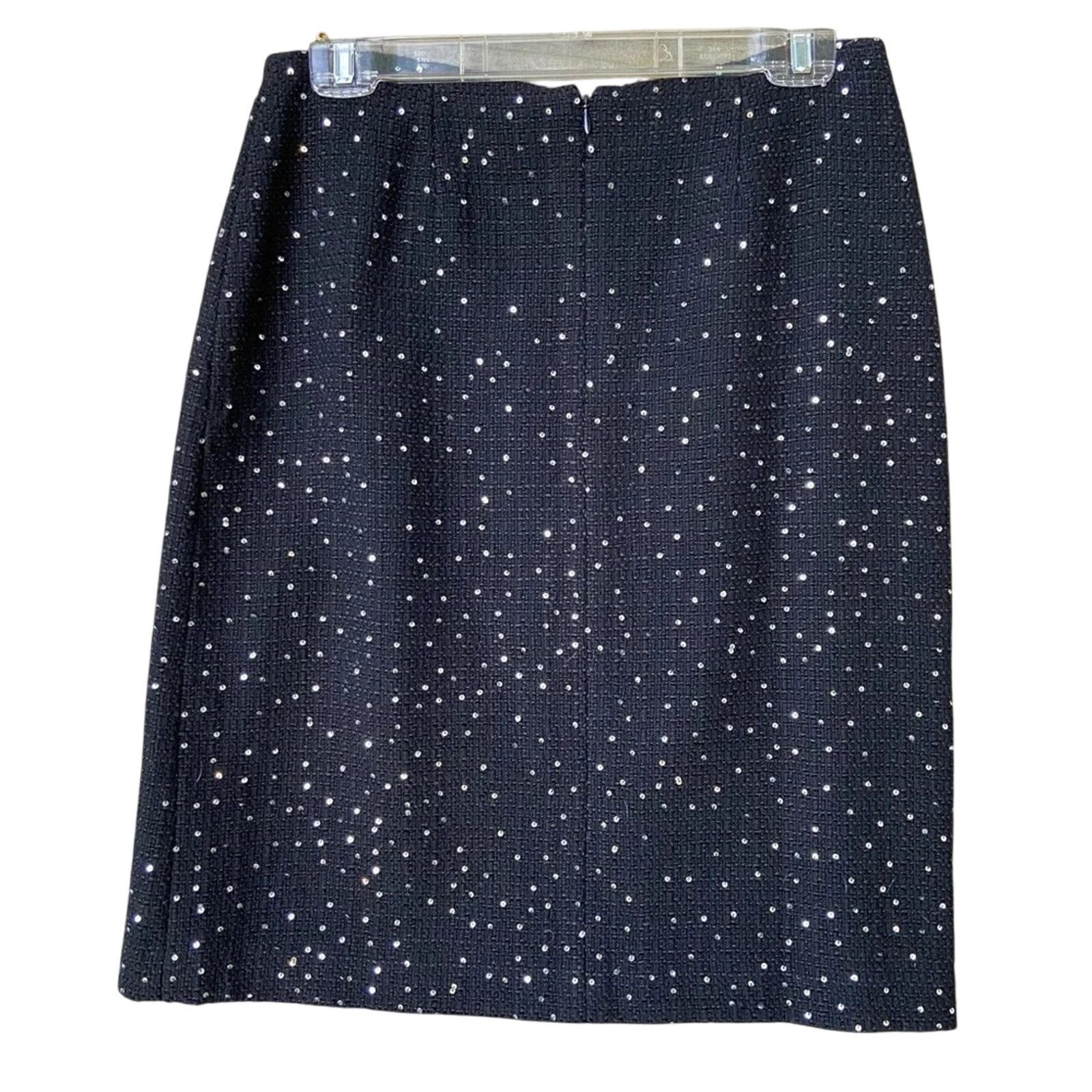 Ann Taylor Ann Taylor Womens Size 8 Black Silver Sequin Pencil Skirt Size 30" / US 8 / IT 44 - 3 Thumbnail