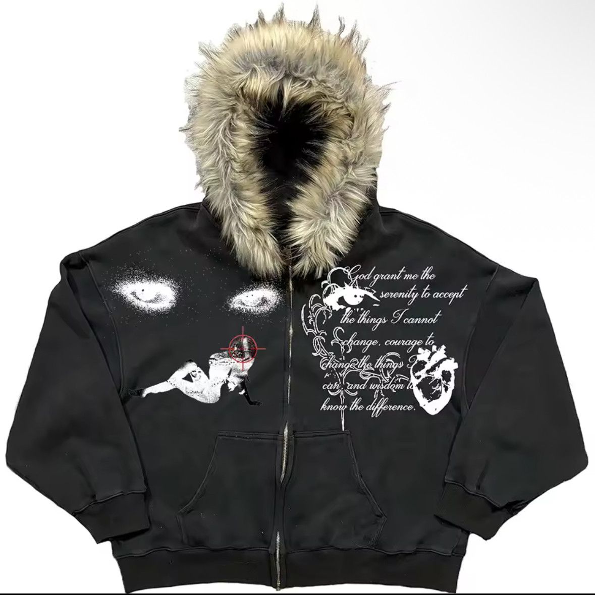 Other Fashion Punk Goth Grunge Lady Eyes Fur Hat Graphic Hoodies Size US L / EU 52-54 / 3 - 1 Thumbnail