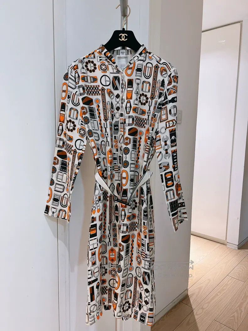 Hermes Silk Printed Shirt Dress
