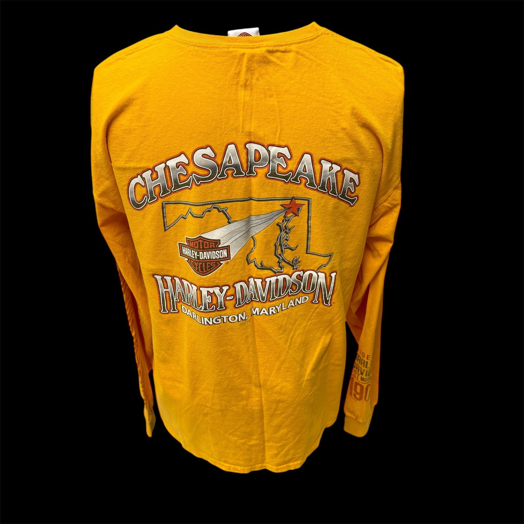 Harley Davidson H-D Motorcycle Chesapeake Maryland Biker SPELLOUT L/S Shirt Size US XL / EU 56 / 4 - 1 Thumbnail